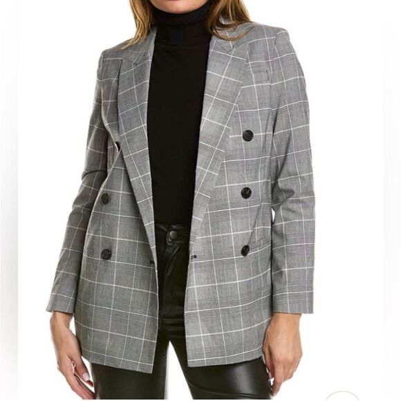 All Saints Women's Blazer Plaid Oversized Double Breasted Size 2 - Picture 3 of 12